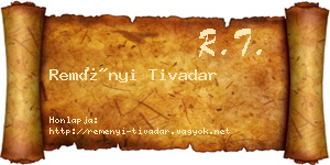 Reményi Tivadar névjegykártya